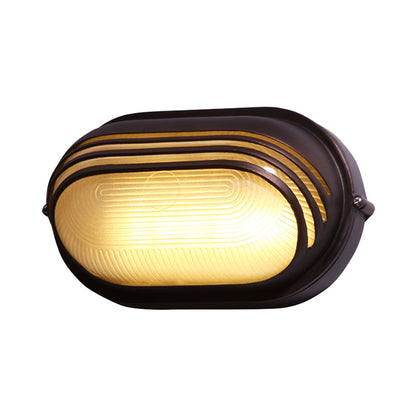 Vivolux | Halbkreis/oval Wandflush Wandleuchte Bauernhaus mattiertes geripptes Glas 1 Licht Kaffee Wandleuchte