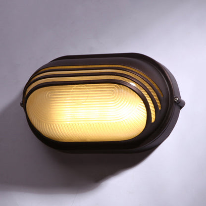 Vivolux | Halbkreis/oval Wandflush Wandleuchte Bauernhaus mattiertes geripptes Glas 1 Licht Kaffee Wandleuchte