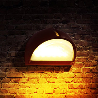 Vivolux | Halbkreis/oval Wandflush Wandleuchte Bauernhaus mattiertes geripptes Glas 1 Licht Kaffee Wandleuchte