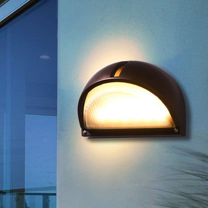 Vivolux | Halbkreis/oval Wandflush Wandleuchte Bauernhaus mattiertes geripptes Glas 1 Licht Kaffee Wandleuchte