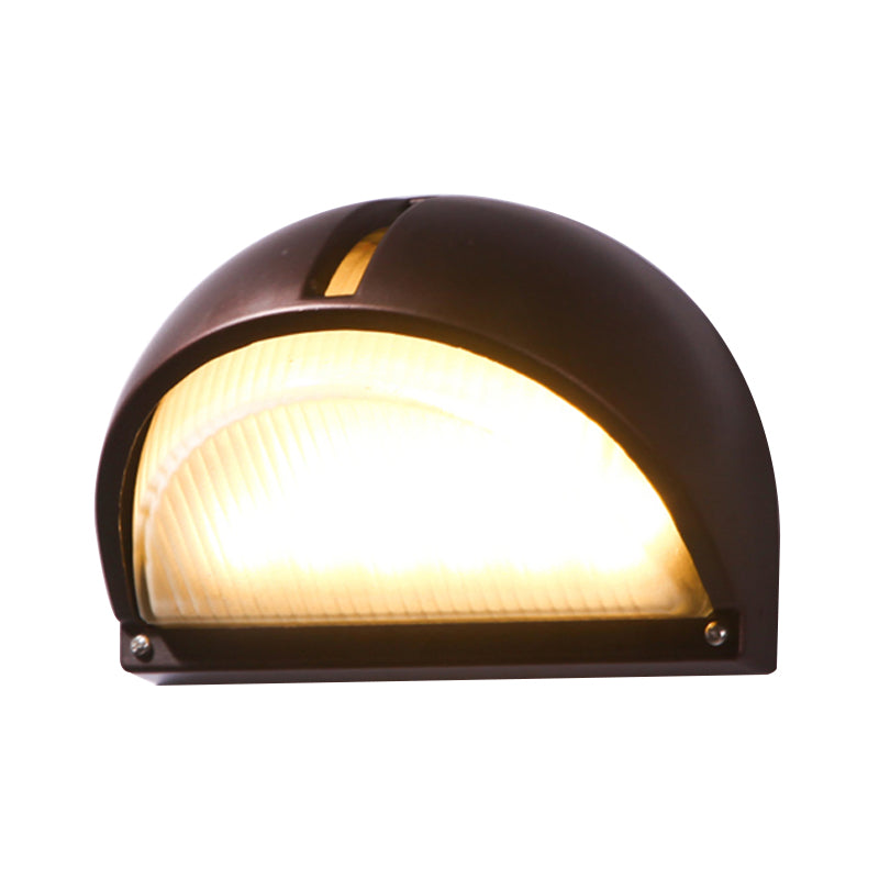 Vivolux | Halbkreis/oval Wandflush Wandleuchte Bauernhaus mattiertes geripptes Glas 1 Licht Kaffee Wandleuchte