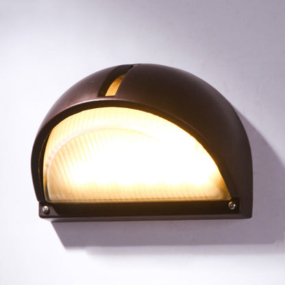 Vivolux | Halbkreis/oval Wandflush Wandleuchte Bauernhaus mattiertes geripptes Glas 1 Licht Kaffee Wandleuchte