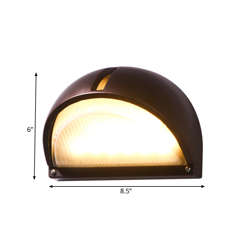 Vivolux | Halbkreis/oval Wandflush Wandleuchte Bauernhaus mattiertes geripptes Glas 1 Licht Kaffee Wandleuchte