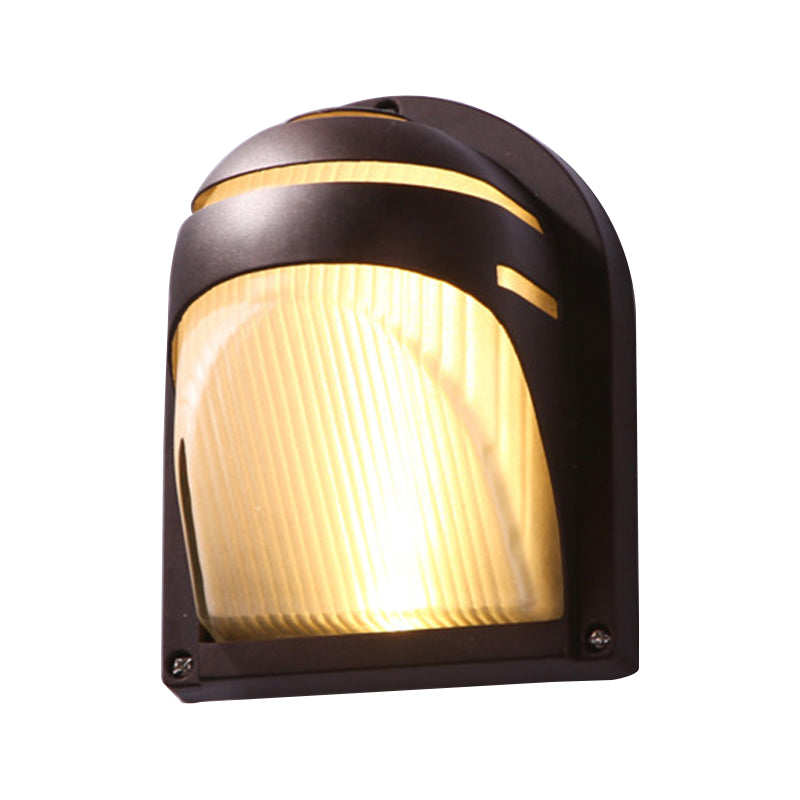 Vivolux | Halbkreis/oval Wandflush Wandleuchte Bauernhaus mattiertes geripptes Glas 1 Licht Kaffee Wandleuchte