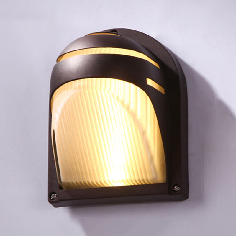 Vivolux | Halbkreis/oval Wandflush Wandleuchte Bauernhaus mattiertes geripptes Glas 1 Licht Kaffee Wandleuchte