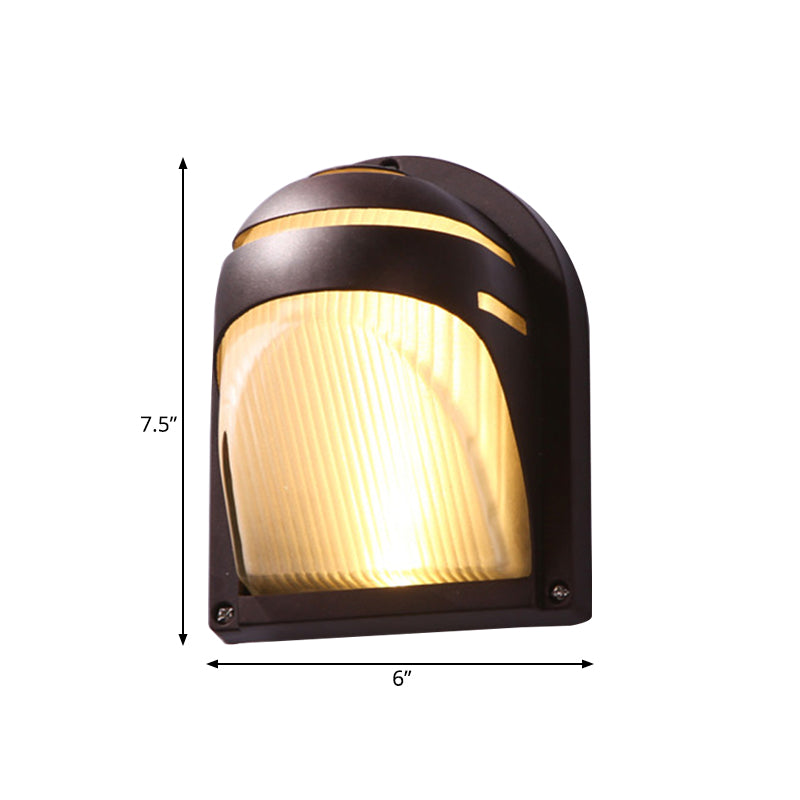 Vivolux | Halbkreis/oval Wandflush Wandleuchte Bauernhaus mattiertes geripptes Glas 1 Licht Kaffee Wandleuchte