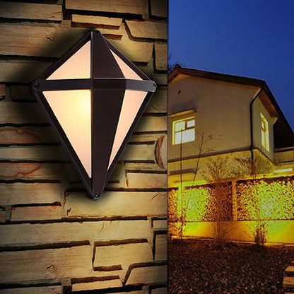 Vivolux | Dunkelkaffee Diamant/elliptische Wandlampe rustikale Opalglas 1-Licht Balkon Wandbeleuchtung Fixture