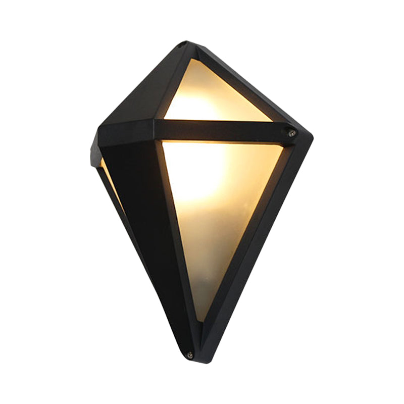 Vivolux | Dunkelkaffee Diamant/elliptische Wandlampe rustikale Opalglas 1-Licht Balkon Wandbeleuchtung Fixture