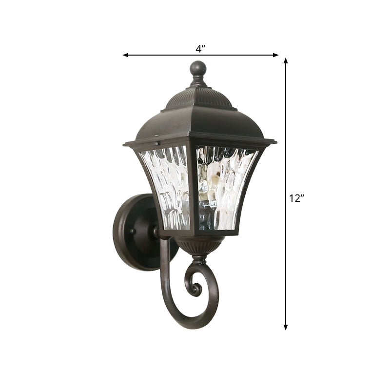 Vivolux | 1-Pear Wall Lighting Fixture Country House Garden Wall Light with Lantern Clear Glass-Dimpled Shade in Dark Coffee