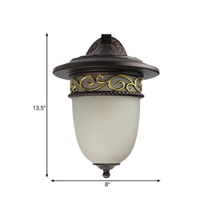 Vivolux | 1-Head Wandmontage Licht Rustic Verlengd Koepel Bevroren Glas Wandlamp in Zwart voor Buiten