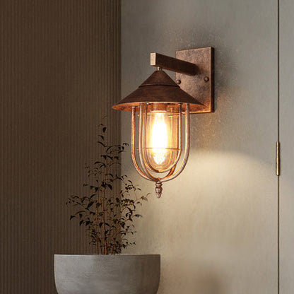 Vivolux | Klar Glass Schwarz/Bronze Wand-Hängelampe Kapsel 1 Licht Vintage-Stil Wandleuchte mit Metallkäfig