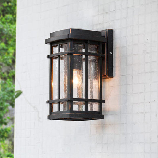 Vivolux | Schwarz 1 Glühbirne Wandlichtarmatur Bauernhaus Klare Samen Glas Rechteck Wandlampe mit Metallrahmen