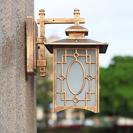 Vivolux | 1 Kop Frosted Glass Wandverlichting Rustiek Zwart/Bronzen Lantaarnvormige Binnenplaats Wandlamp