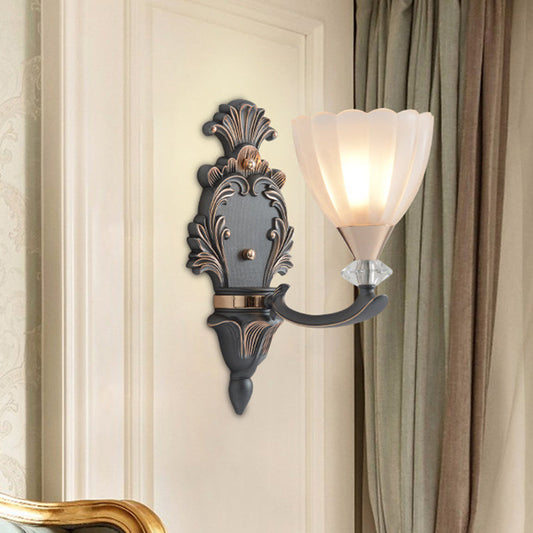 Vivolux | 1/2 Lampen Wandbeleuchtung Idee Vintage Kegel Weiß Rippenglas Wandmontierte Lampe für Wohnzimmer