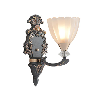 Vivolux | 1/2 Lampen Wandbeleuchtung Idee Vintage Kegel Weiß Rippenglas Wandmontierte Lampe für Wohnzimmer
