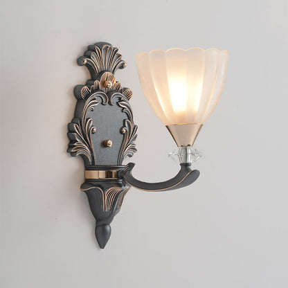 Vivolux | 1/2 Lampen Wandbeleuchtung Idee Vintage Kegel Weiß Rippenglas Wandmontierte Lampe für Wohnzimmer