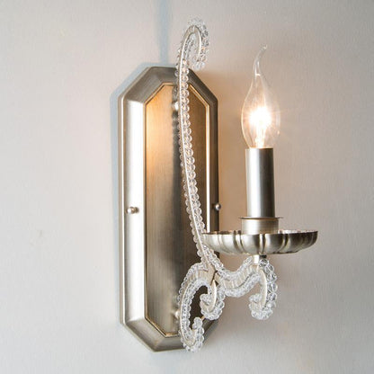 Vivolux | Silberer Kerzenständer Wandbeleuchtung Traditionelle Kristallkette 1/2-Lampe Schlafzimmer Wandlicht Leuchte