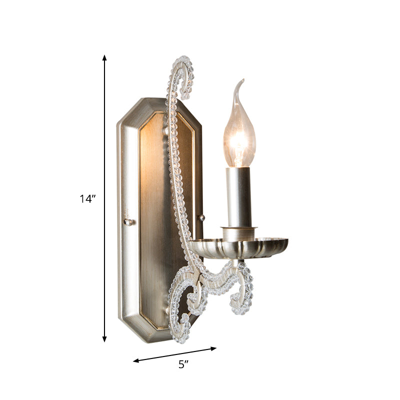 Vivolux | Silberer Kerzenständer Wandbeleuchtung Traditionelle Kristallkette 1/2-Lampe Schlafzimmer Wandlicht Leuchte
