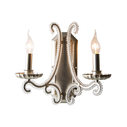 Vivolux | Silberer Kerzenständer Wandbeleuchtung Traditionelle Kristallkette 1/2-Lampe Schlafzimmer Wandlicht Leuchte