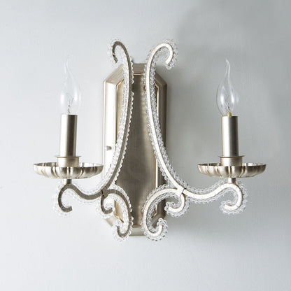 Vivolux | Silberer Kerzenständer Wandbeleuchtung Traditionelle Kristallkette 1/2-Lampe Schlafzimmer Wandlicht Leuchte