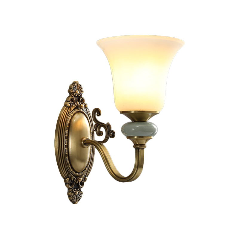 Vivolux | 1/2-Birne Frosted Glas Wandmontage Lampe Vintage Messing Finish Glocke Nachttisch Oben Wandbeleuchtungs Idee