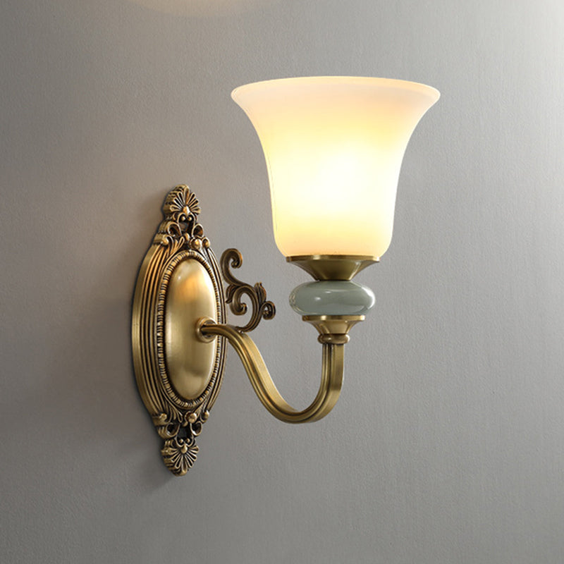 Vivolux | 1/2-Birne Frosted Glas Wandmontage Lampe Vintage Messing Finish Glocke Nachttisch Oben Wandbeleuchtungs Idee