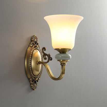 Vivolux | 1/2-Birne Frosted Glas Wandmontage Lampe Vintage Messing Finish Glocke Nachttisch Oben Wandbeleuchtungs Idee