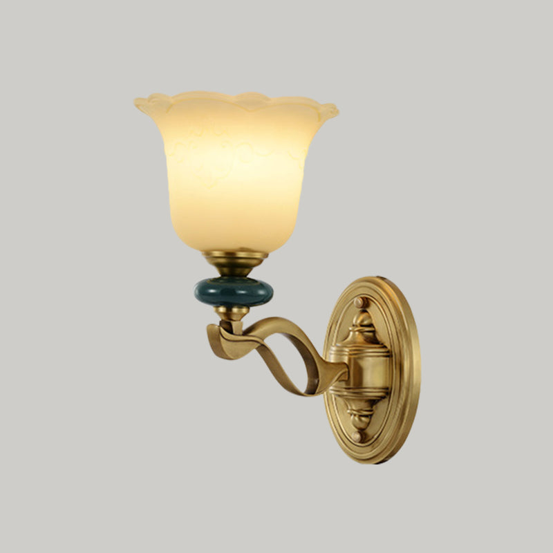 Vivolux | Blumen Frosted Glass Wandmontierte Licht Traditionelle 1/2-Licht Innen Wandlampe in Gold