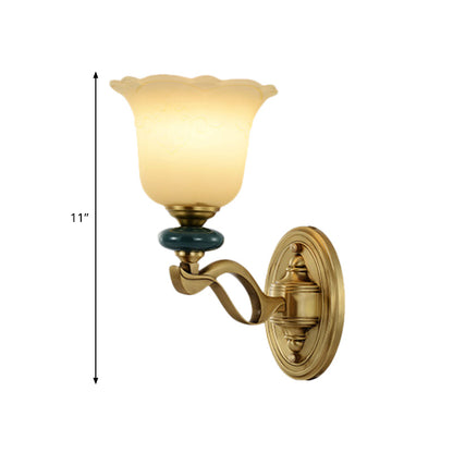 Vivolux | Blumen Frosted Glass Wandmontierte Licht Traditionelle 1/2-Licht Innen Wandlampe in Gold
