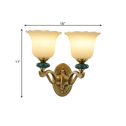 Vivolux | Blumen Frosted Glass Wandmontierte Licht Traditionelle 1/2-Licht Innen Wandlampe in Gold