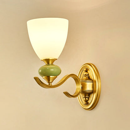 Vivolux | Vintage Conic Wandmontage Verlichtingsarmatuur 1/2-Kop Opal Glas Op Wandlamp in Goud voor Woonkamer