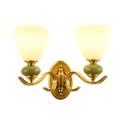 Vivolux | Vintage Conic Wandmontage Verlichtingsarmatuur 1/2-Kop Opal Glas Op Wandlamp in Goud voor Woonkamer