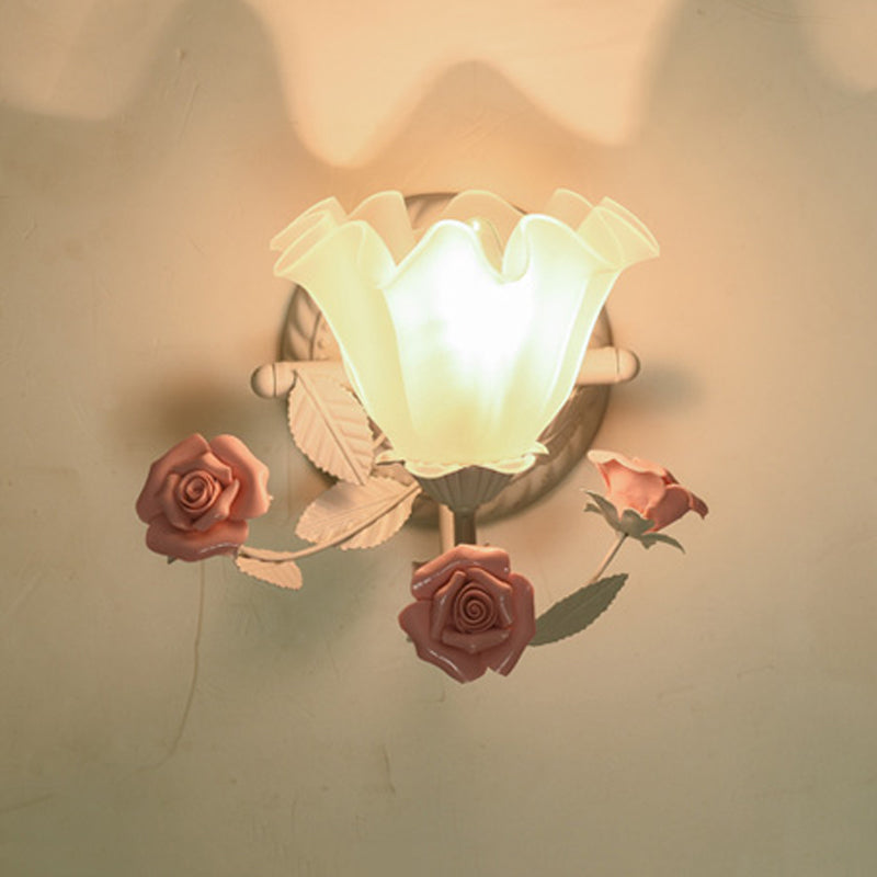 Vivolux | Blossom Bedside Wandverlichting Ideeën Landelijk Matte Glas 1-Licht Blauw/Roze Wandlamp Fixture