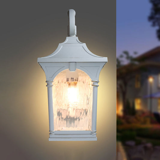 Vivolux | Witte Enkele Gloeilamp Wandlamp Rustiek Duidelijk Water Glas Lantaarn Wandverlichting Fixture voor Buiten