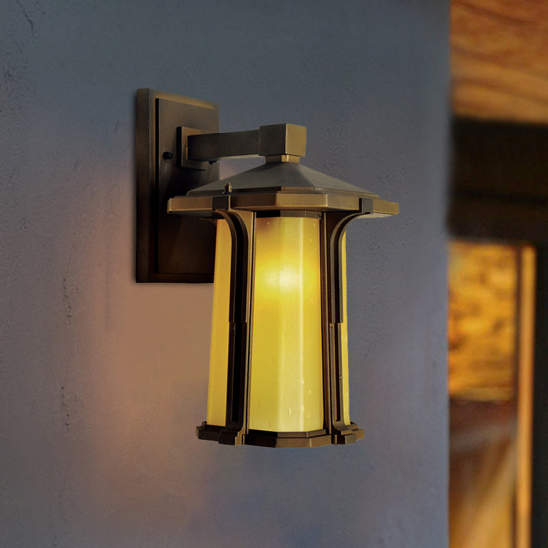 Vivolux | Tan/White Glas Lantaarn Sconces Retro Stil Einzelausführung Außen Wandmontierte Lichtquelle