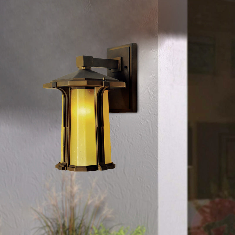 Vivolux | Tan/White Glas Lantaarn Sconces Retro Stil Einzelausführung Außen Wandmontierte Lichtquelle