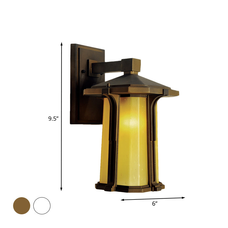 Vivolux | Tan/White Glas Lantaarn Sconces Retro Stil Einzelausführung Außen Wandmontierte Lichtquelle
