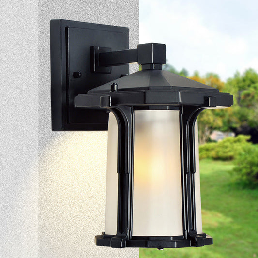 Vivolux | Tan/White Glas Lantaarn Sconces Retro Stil Einzelausführung Außen Wandmontierte Lichtquelle
