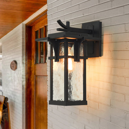 Vivolux | Retro Laterne Wandbeleuchtung Leuchte 1 Licht Klar Wasser Glas Wand sconce Licht in Bronze/Schwarz für Außenbereich