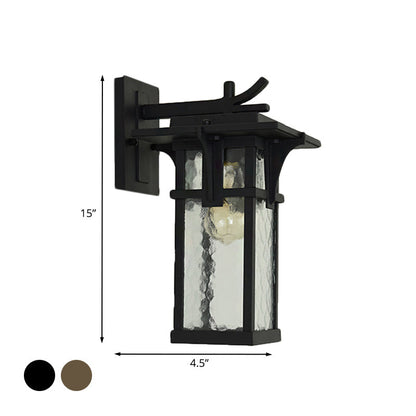 Vivolux | Retro Laterne Wandbeleuchtung Leuchte 1 Licht Klar Wasser Glas Wand sconce Licht in Bronze/Schwarz für Außenbereich