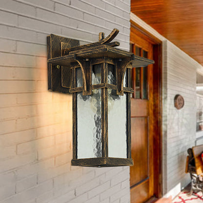 Vivolux | Retro Laterne Wandbeleuchtung Leuchte 1 Licht Klar Wasser Glas Wand sconce Licht in Bronze/Schwarz für Außenbereich