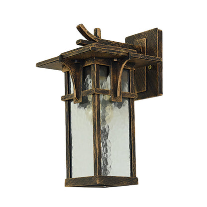 Vivolux | Retro Laterne Wandbeleuchtung Leuchte 1 Licht Klar Wasser Glas Wand sconce Licht in Bronze/Schwarz für Außenbereich