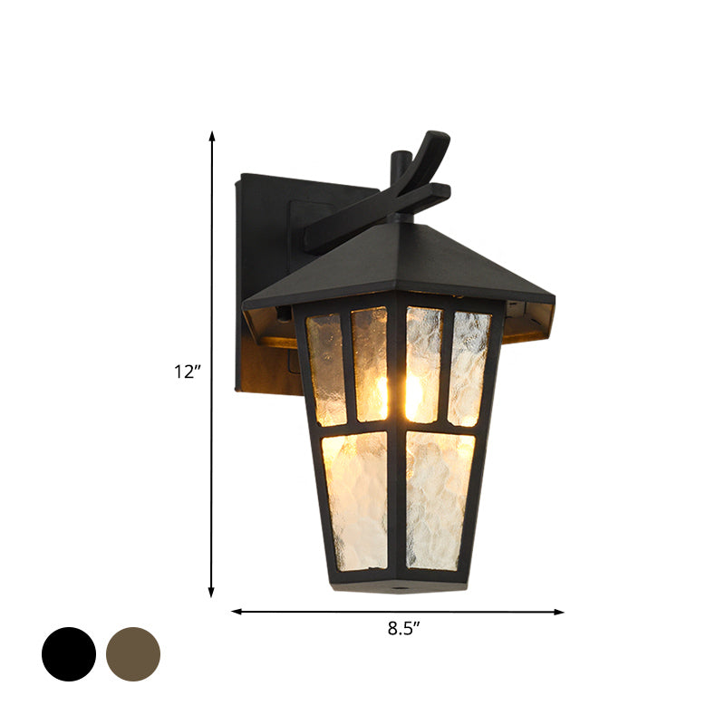Vivolux | Vogeltent Patio Wandlamp Sconces Retro Helder Waterglas Enkele Licht Bronzen/Zwarte Wandlamp Fixture