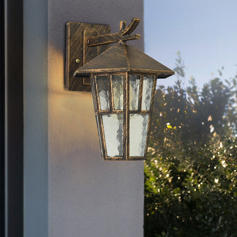 Vivolux | Vogeltent Patio Wandlamp Sconces Retro Helder Waterglas Enkele Licht Bronzen/Zwarte Wandlamp Fixture