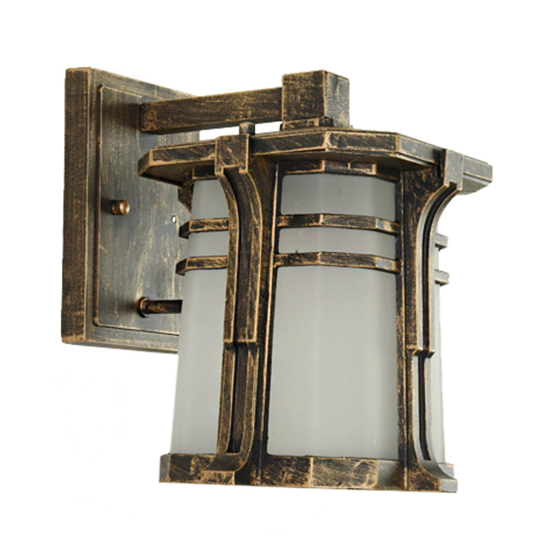 Vivolux | Bronze/Zwarte Lantaarn Wandlamp Lodge Opal Gematteerd Glas Enkelvoudige Lamp Buiten Wandverlichting Fixture