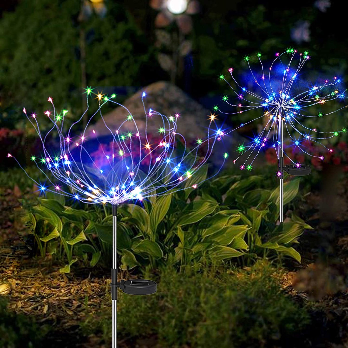 Vivolux | 4 Stück Solar Feuerwerk Gartenlampen - Wetterfeste LED Dekorationsbeleuchtung, Solarenergie für Garten und Patio