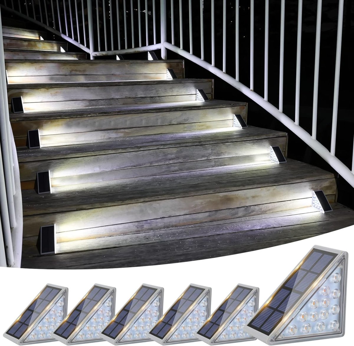Vivolux | Wasserdichte Solar LED Treppenbeleuchtung - Außenbeleuchtung für Treppen, Wege und Terrassen