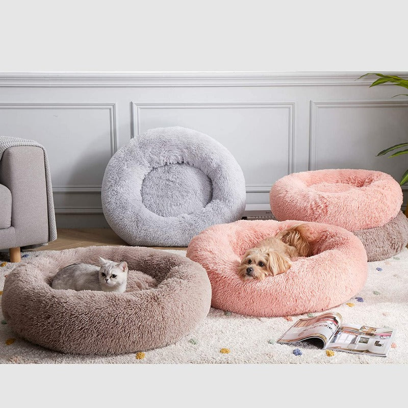 Vivolux | Runder Plüsch Beruhigender Donut Hundebett für kleine bis große Hunde