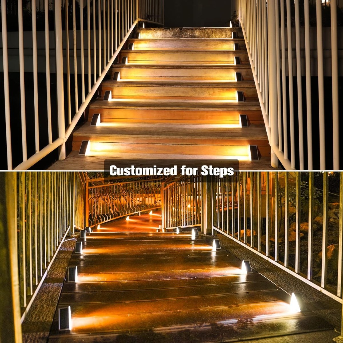 Vivolux | Wasserdichte Solar LED Treppenbeleuchtung - Außenbeleuchtung für Treppen, Wege und Terrassen