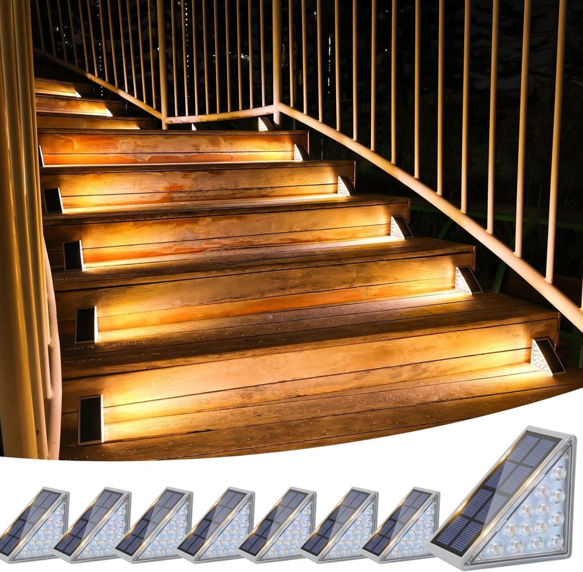 Vivolux | Wasserdichte Solar LED Treppenbeleuchtung - Außenbeleuchtung für Treppen, Wege und Terrassen